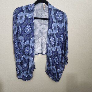 Mudd Cardigan Kimono XS Cardigan Blue Floral